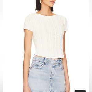 NWT Free People Baby Cable Tee in Ivory